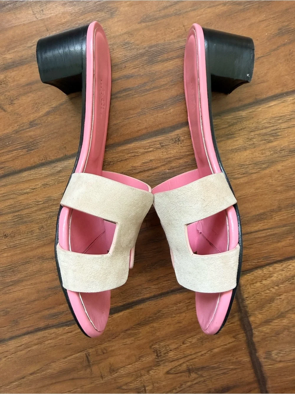 Pink & Beige Suede Oasis Sandals